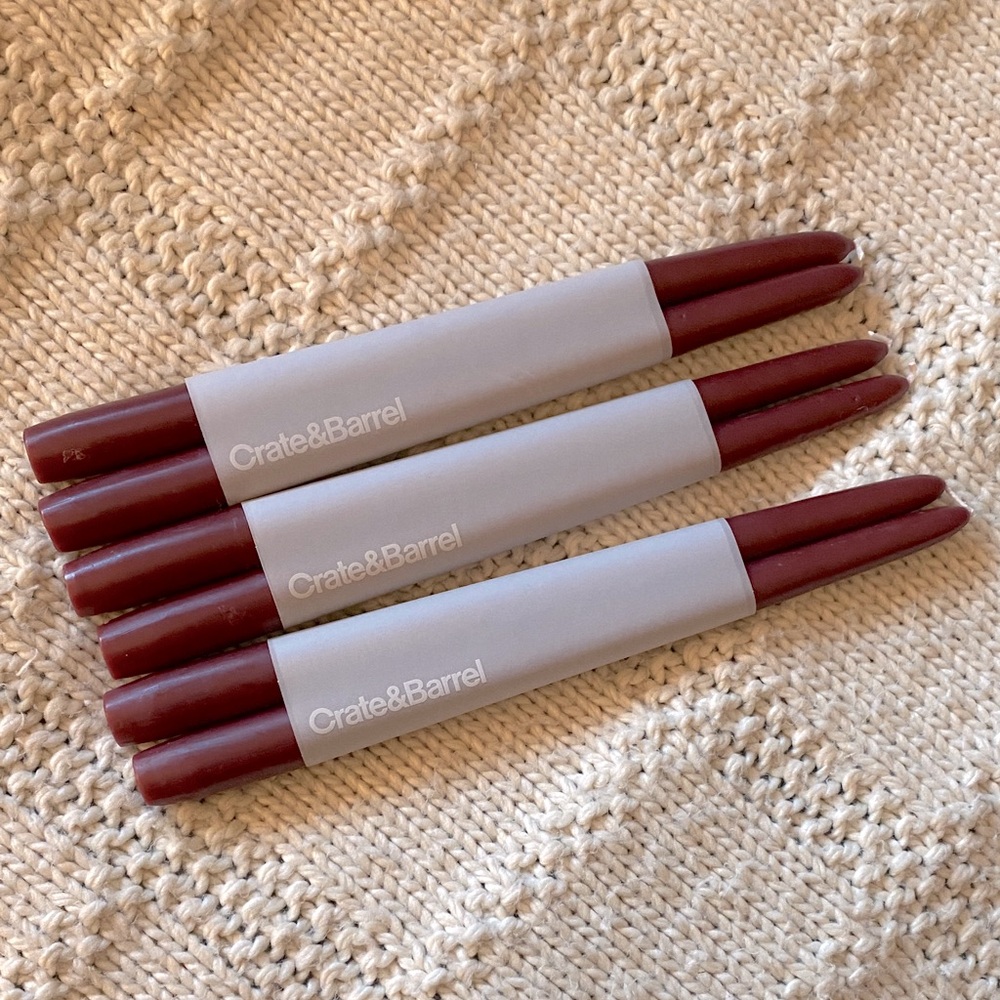 New with tag Crate&Barrel burgundy, taper candles